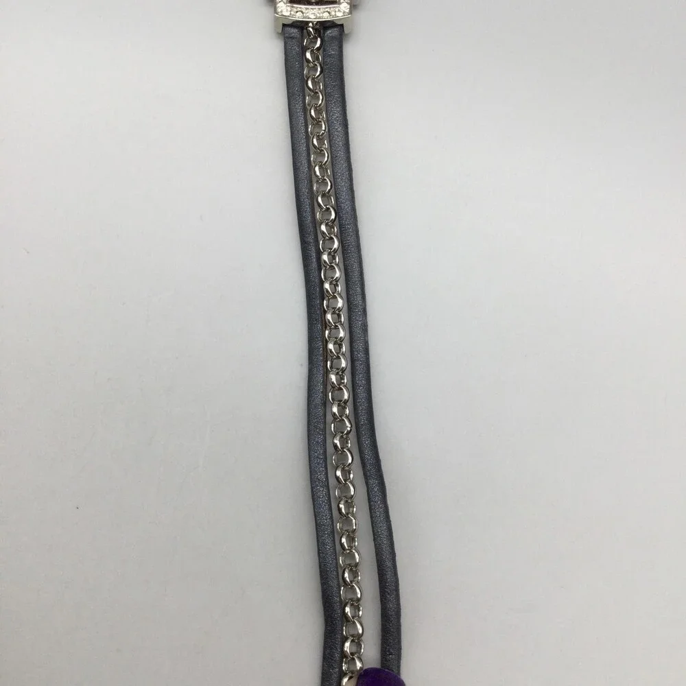 Avon Womens Watch 20mm White Dial Black Wrap Leather Chain Strap New Battery